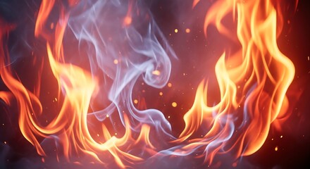 Fototapeta premium Intense flames a fiery display of orange and blue hues with dynamic movement