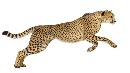 Spotted Cheetah Running Sideways with Extended Legs and Tail © Marigold