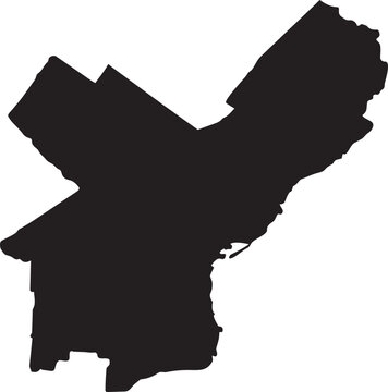Black silhouette map of philadelphia city