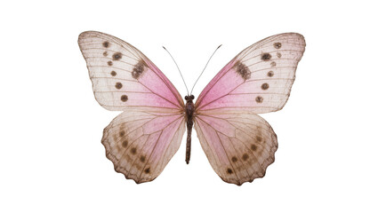 Pink patterned Glasswing Butterfly with delicate wings and dark body © Marigold