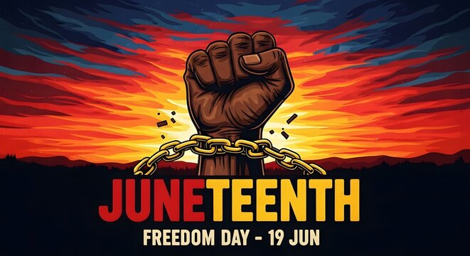Juneteenth freedom day celebrating emancipation and black history with a powerful image
