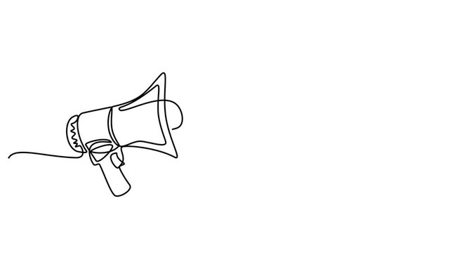 Continuous one line of a megaphone merging into star, symbolizing promotion in editable stroke, style hand drawing vector illustration.