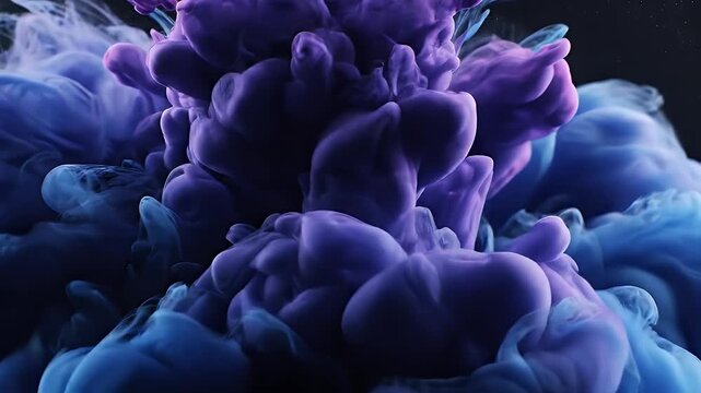 Mesmerizing Fluid Dynamics of Swirling Purple and Blue Ink