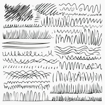 Hand Drawn Scribble Lines and Brush Strokes Set Abstract Ink Pen Line Elements Vector Collection