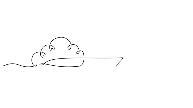 Continuous one line of a cloud merging into arrows, symbolizing syncing in editable stroke, style hand drawing vector illustration.