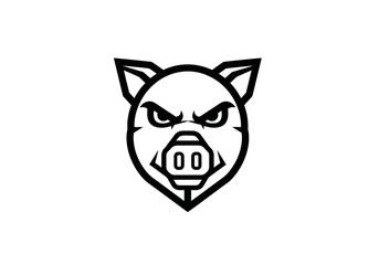 Fototapeta premium Angry pig head mascot logo isolated on white background