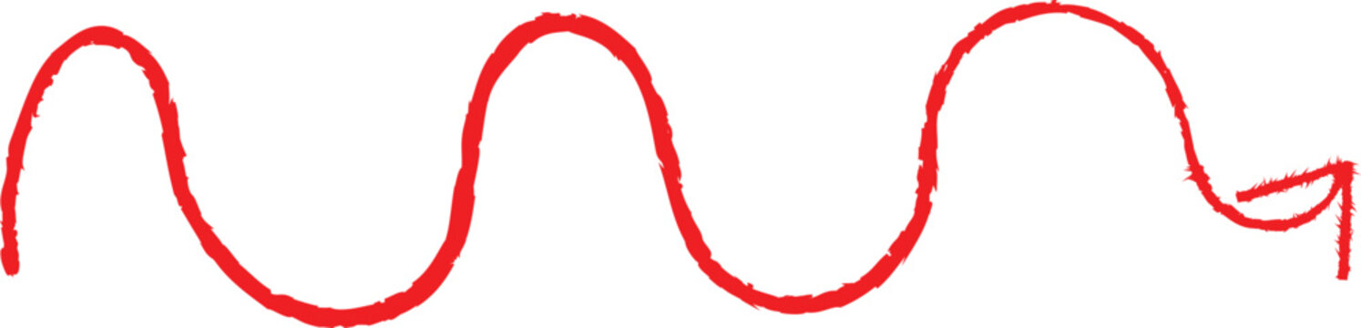 Red sine wave illustration on a white background simple graphic design