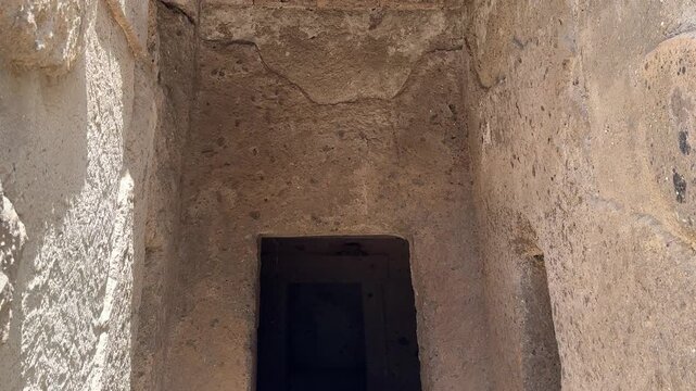Entrance to an Etruscan Tomb with a Stone Ceiling in Cerveteri