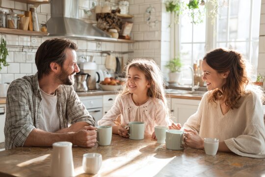 Morning tea family time in kitchen