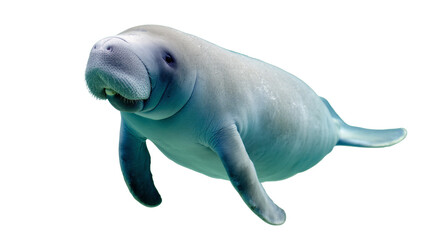 Aquatic Gray Manatee Swimming with Wrinkled Skin and Flippers © Cedric