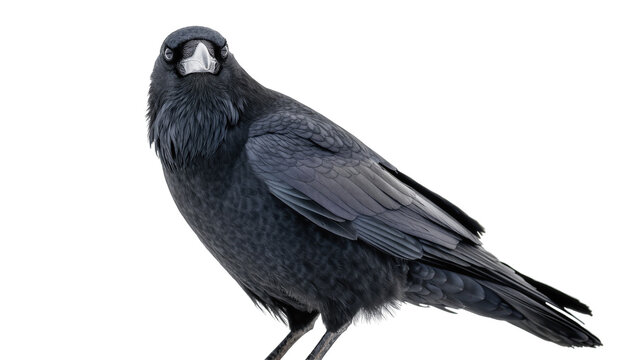 Glossy Black Crow Standing Profile View with Beady Eyes