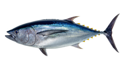 Fototapeta premium Large Bluefin Tuna Fish with Yellow Fins Swimming Sideways
