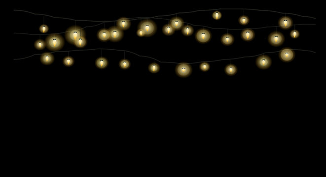 String lights create a festive glow against a dark background.