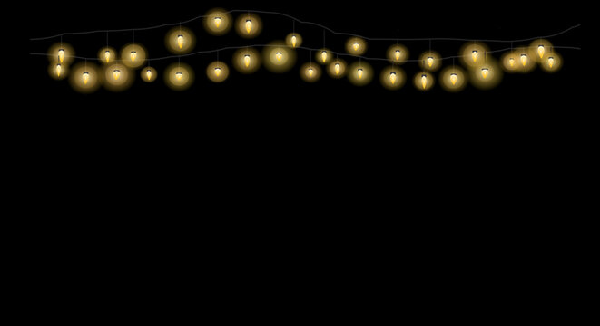 String lights arranged in a curved decorative pattern against a dark background.