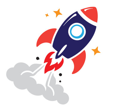 Rocket Launch Logo Vector Illustration - Modern Startup Spaceship Icon for Technology Brand Design