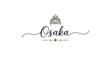 Naklejka premium osaka logo with castle silhouette and elegant cursive typography