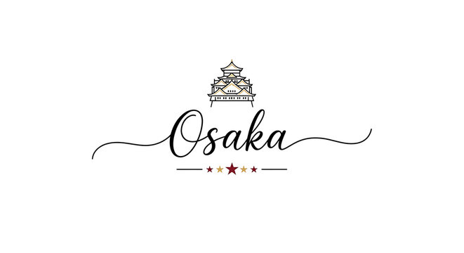 osaka logo with castle silhouette and elegant cursive typography