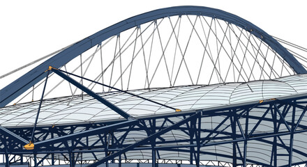 Fototapeta premium Architectural structure of modern stadium roof steel beams construction detail flat vector graphic.