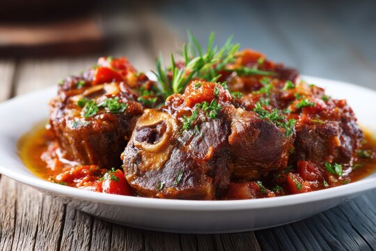 Gourmet Osso Buco on wooden table