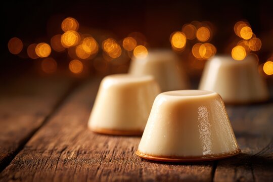 Gourmet panna cotta with soft bokeh