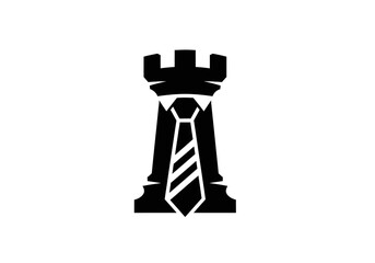 Minimalist chess rook and necktie logo for business strategy © Keong