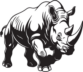 Fototapeta premium Black and white rhino illustration