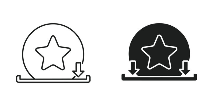Illustration showing the concept of a button being pressed and depressed with a star icon.