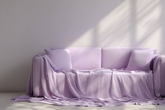 soft microfiber sofa cover in pastel lavender