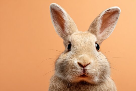 Humorous rabbit with wide eyes pose