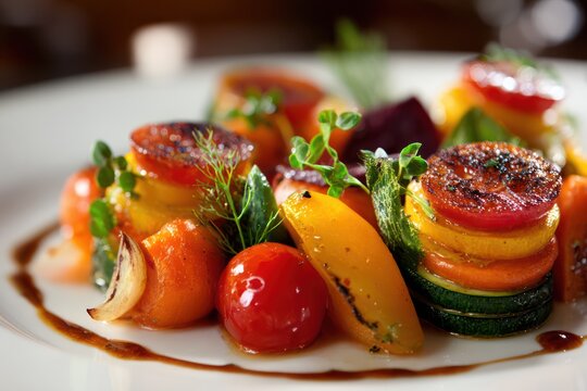 Traditional ratatouille confit with colorful vegetables