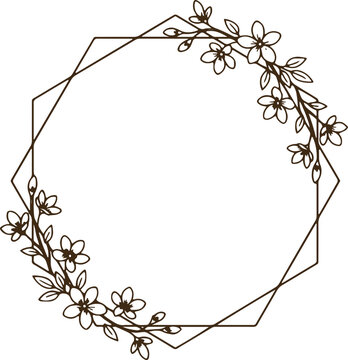 Elegant Floral Geometric Frame for Wedding Invitations and Branding