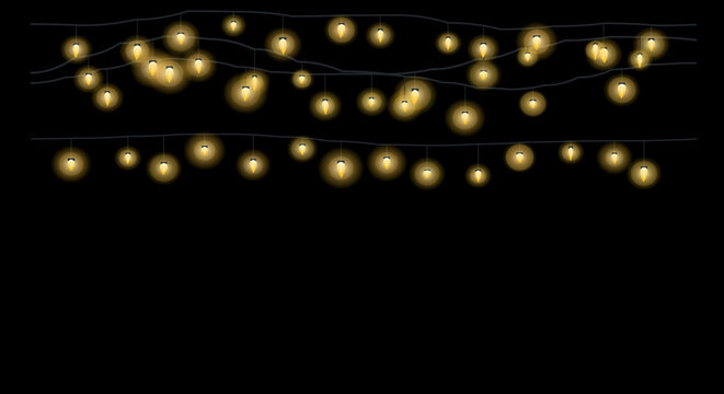String lights arranged in parallel rows against a dark background create a festive glow.
