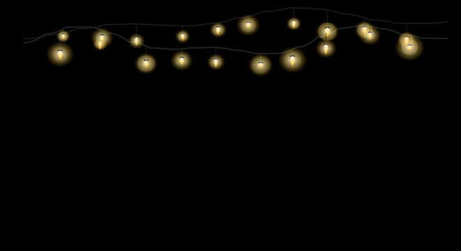 String lights arranged in a curved holiday display against a dark background.