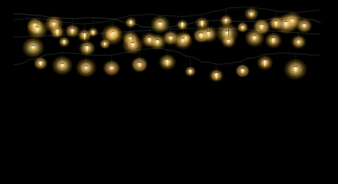 Minimalist string lights arranged in a wavy pattern against a dark background.