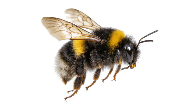 Fuzzy Black Yellow Bumblebee Insect Close-Up Side View