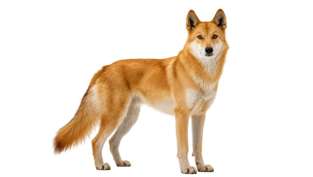 Reddish-brown Korean Jindo Dog Standing Alertly