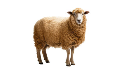 Fototapeta premium Brown woolly Sheep standing full body portrait