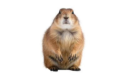Fluffy brown prairie dog sitting upright with paws visible © Elowen