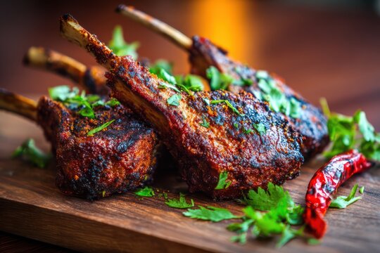 Tandoori lamb chops in fine dining style