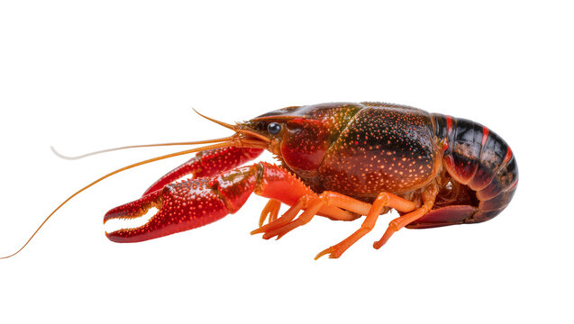Reddish brown Crayfish with Blue Spots and Long Antennae