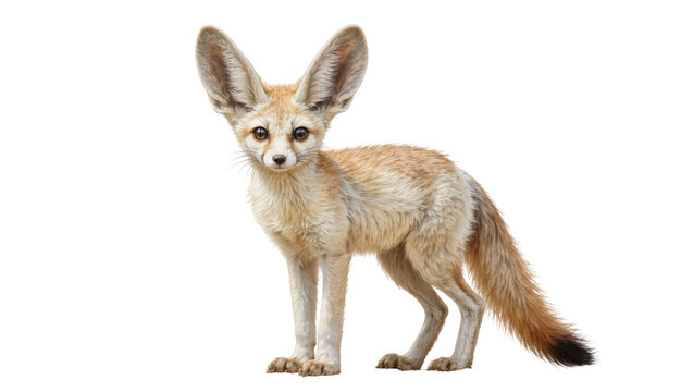 Fennec Fox Pup with Large Ears Standing and Looking Forward
