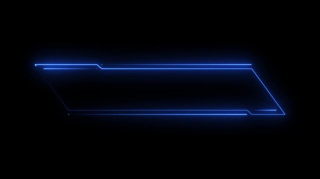 Neon rectangle frames progression three stages on black background