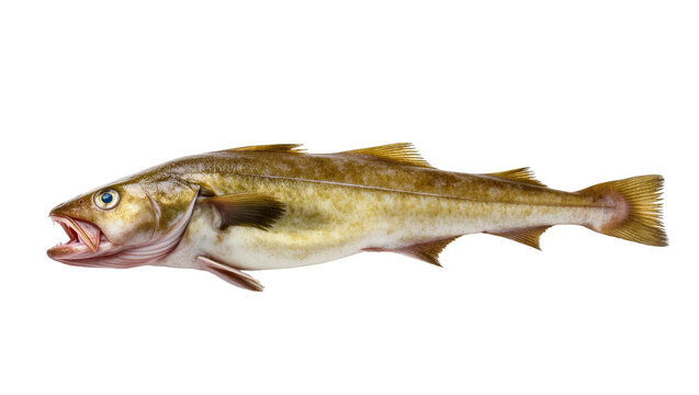 Large Atlantic Pollock Fish with Olive Green and Silver Scales