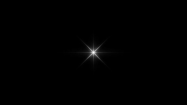 Sparkling star twinkle glitter white cartoon doodle animation Beautiful white star sparkles and glowing light flares on a black screen; 4K seamless loop for festive holiday decorations magical scenes