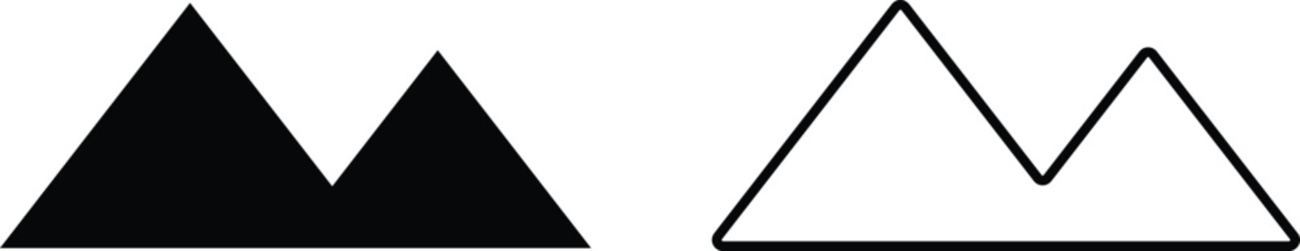 Black and outlined mountain shapes