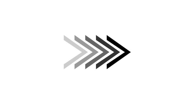 Abstract arrow progression sequence on white background