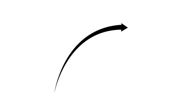 Arrow trajectory sequence showing curved flight path on white background