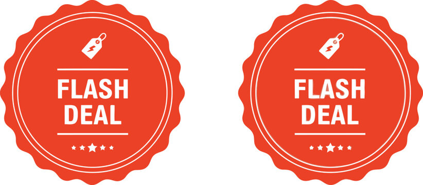 Red Flash Deal Badge Icon Set for Promotions, Discounts, and Limited Time Offers