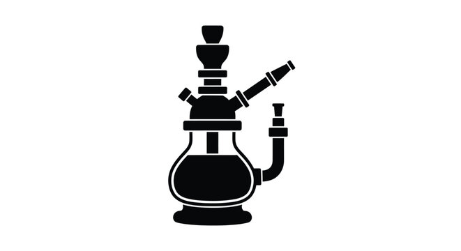 Hookah pipe silhouette black and white isolated design high quality professional