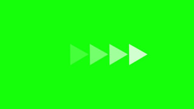 White arrow icons fading in on green screen background footage